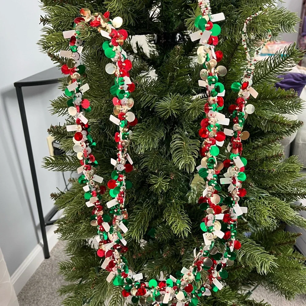 Festive Red, Green and White Holiday Garland- Peppermint Jazz